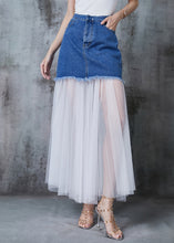 Load image into Gallery viewer, Style Denim Blue Patchwork Tulle Wear On Both Sides Skirt Summer