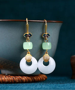 Style Gold Ancient Gold Jade Auspicious Clouds Drop Earrings