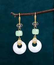 Load image into Gallery viewer, Style Gold Ancient Gold Jade Auspicious Clouds Drop Earrings