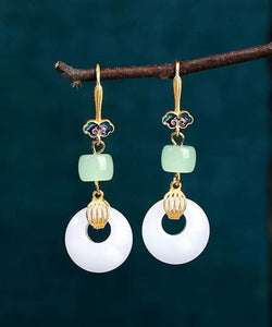 Style Gold Ancient Gold Jade Auspicious Clouds Drop Earrings