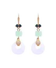 Load image into Gallery viewer, Style Gold Ancient Gold Jade Auspicious Clouds Drop Earrings