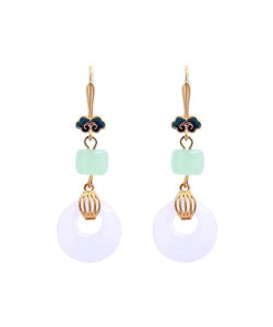 Style Gold Ancient Gold Jade Auspicious Clouds Drop Earrings