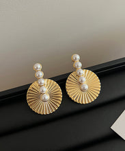 Load image into Gallery viewer, Style Gold Metal Overgild Pearl Stud Earrings