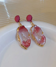 Load image into Gallery viewer, Style Gradient Color Red Alloy Resin Asymmetry Hollow Out Drop Earrings