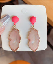 Load image into Gallery viewer, Style Gradient Color Red Alloy Resin Asymmetry Hollow Out Drop Earrings