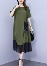 Load image into Gallery viewer, Style Green Chiffon Patchwork Holiday Long Dress Short Sleeve