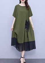 Load image into Gallery viewer, Style Green Chiffon Patchwork Holiday Long Dress Short Sleeve