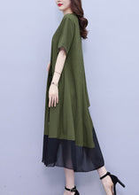 Load image into Gallery viewer, Style Green Chiffon Patchwork Holiday Long Dress Short Sleeve