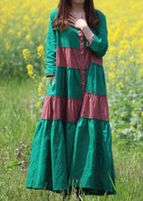 Load image into Gallery viewer, Style Green Print Pockets Maxi Dress Long Sleeve