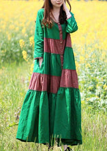 Load image into Gallery viewer, Style Green Print Pockets Maxi Dress Long Sleeve