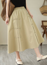 Load image into Gallery viewer, Style Khaki Chinese Button Cotton A Line Skirt Summer