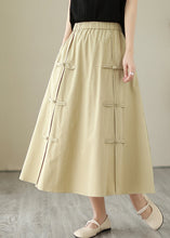 Load image into Gallery viewer, Style Khaki Chinese Button Cotton A Line Skirt Summer