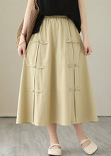 Load image into Gallery viewer, Style Khaki Chinese Button Cotton A Line Skirt Summer