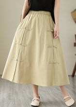 Load image into Gallery viewer, Style Khaki Chinese Button Cotton A Line Skirt Summer