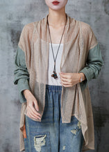 Load image into Gallery viewer, Style Khaki Low High Design Patchwork Knit Cardigans Spring