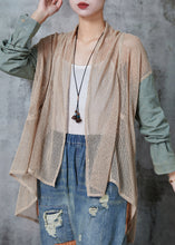 Load image into Gallery viewer, Style Khaki Low High Design Patchwork Knit Cardigans Spring