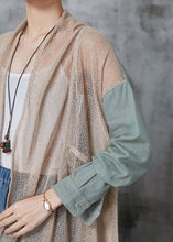 Load image into Gallery viewer, Style Khaki Low High Design Patchwork Knit Cardigans Spring