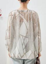 Load image into Gallery viewer, Style Khaki Print Drawstring Chiffon Shirt Top Spring