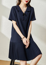 Load image into Gallery viewer, Style Navy Peter Pan Collar Patchwork Cotton Pleated Dresses Summer