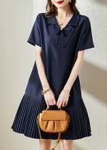 Load image into Gallery viewer, Style Navy Peter Pan Collar Patchwork Cotton Pleated Dresses Summer