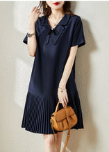 Load image into Gallery viewer, Style Navy Peter Pan Collar Patchwork Cotton Pleated Dresses Summer