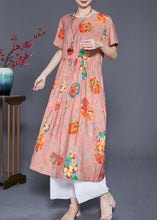 Load image into Gallery viewer, Style Orange Oversized Print Linen Holiday Dress Summer