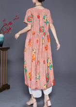 Load image into Gallery viewer, Style Orange Oversized Print Linen Holiday Dress Summer