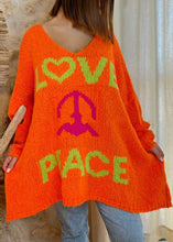 Load image into Gallery viewer, Style Orange Print Cozy Knit Sweaters Batwing Sleeve