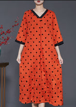 Load image into Gallery viewer, Style Orange V Neck Print Linen Maxi Dresses Summer