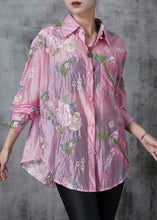 Load image into Gallery viewer, Style Pink Embroidered Linen Silk UPF 50+ Top Summer