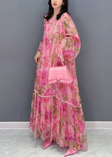 Load image into Gallery viewer, Style Pink Print Patchwork Chiffon Dress Long Sleeve