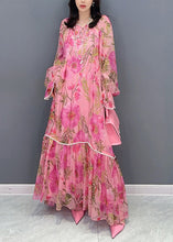 Load image into Gallery viewer, Style Pink Print Patchwork Chiffon Dress Long Sleeve