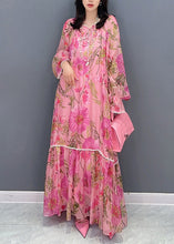 Load image into Gallery viewer, Style Pink Print Patchwork Chiffon Dress Long Sleeve