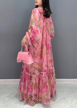 Load image into Gallery viewer, Style Pink Print Patchwork Chiffon Dress Long Sleeve