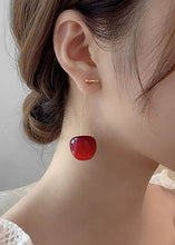 Load image into Gallery viewer, Style Red Cherry Made Of Acrylic Silver Drop Earrings