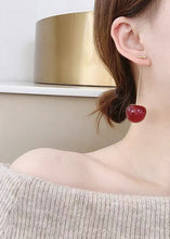 Load image into Gallery viewer, Style Red Cherry Made Of Acrylic Silver Drop Earrings