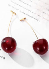 Load image into Gallery viewer, Style Red Cherry Made Of Acrylic Silver Drop Earrings