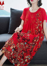 Load image into Gallery viewer, Style Red O-Neck Print Chiffon Maxi Dresses Summer