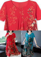 Load image into Gallery viewer, Style Red O-Neck Print Chiffon Maxi Dresses Summer