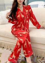 Load image into Gallery viewer, Style Red Peter Pan Collar Print Button Two Piece Set Long Sleeve