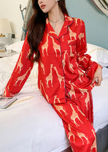 Load image into Gallery viewer, Style Red Peter Pan Collar Print Button Two Piece Set Long Sleeve