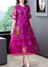 Load image into Gallery viewer, Style Rose Embroidered Floral Tulle Long Dresses Short Sleeve