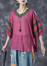 Load image into Gallery viewer, Style Rose Oversized Patchwork Linen Blouses Half Sleeve