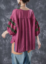 Load image into Gallery viewer, Style Rose Oversized Patchwork Linen Blouses Half Sleeve