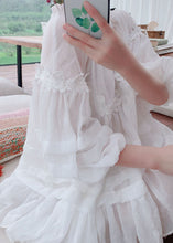 Load image into Gallery viewer, Style White Lace Ruffled Patchwork Cotton Blouses Lantern Sleeve