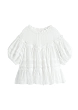 Load image into Gallery viewer, Style White Lace Ruffled Patchwork Cotton Blouses Lantern Sleeve