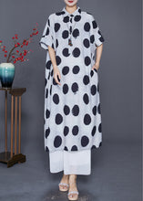 Load image into Gallery viewer, Style White Oversized Dot Print Silk Shirt Dress Summer