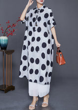 Load image into Gallery viewer, Style White Oversized Dot Print Silk Shirt Dress Summer