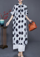 Load image into Gallery viewer, Style White Oversized Dot Print Silk Shirt Dress Summer