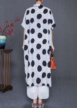 Load image into Gallery viewer, Style White Oversized Dot Print Silk Shirt Dress Summer